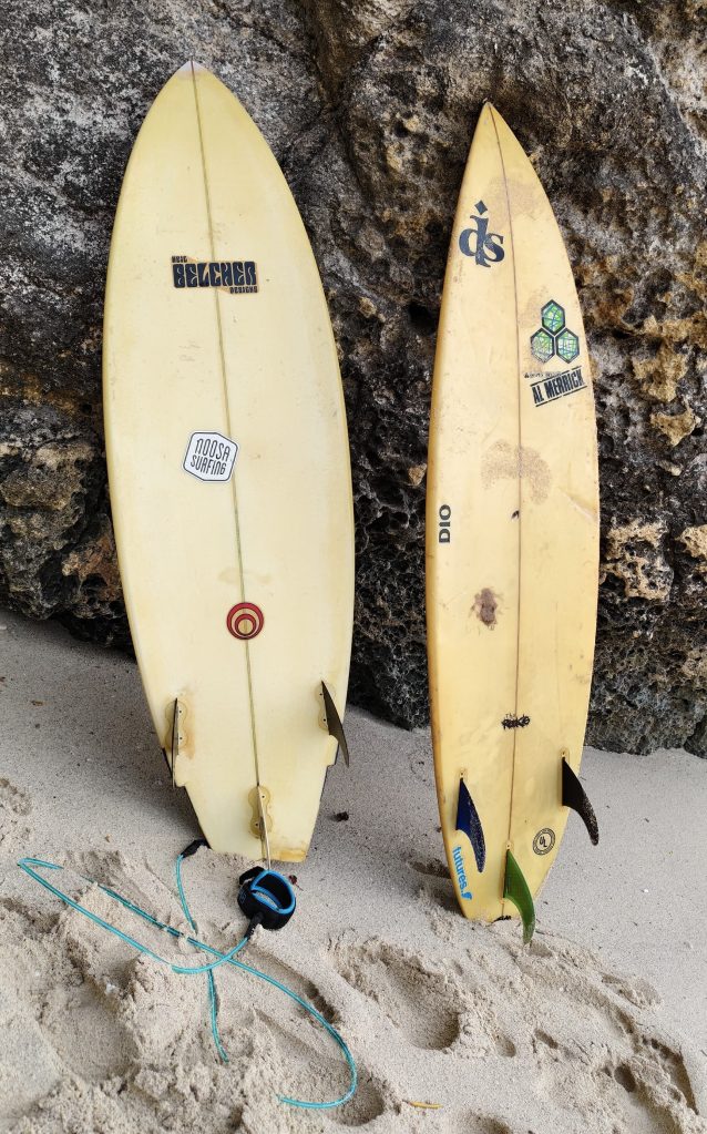 Surfboards on a beach