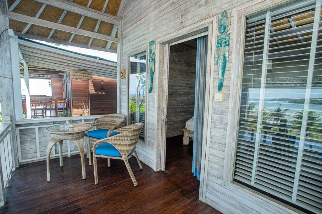 Front door and porch of the bungalow