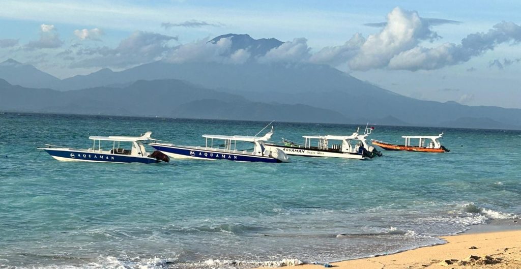 Boats close to an island